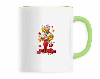 Glamorous rabbit with embroidered effect – chic & fun mug
