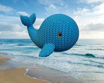 3D knitted whale figurine • Handmade marine sculpture • Original gift • 3 sizes and 14 colors
