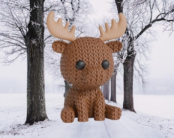 3D knitted moose figurine • Handmade sculpture • Nature decoration • 3 sizes and 14 colors