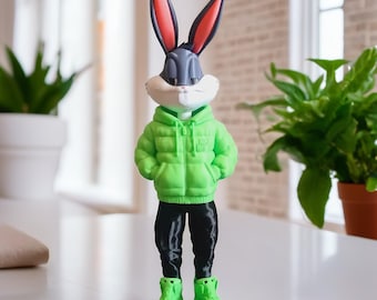 Customizable Bugs Bunny Streetwear Figurine – 3D Printed Cartoon Statue – Original Gift