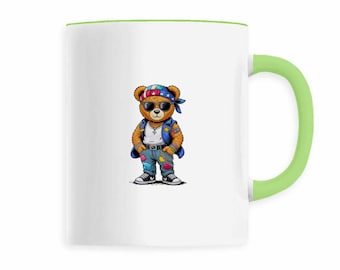 Mug with multicolored bandana bear embroidery effect – 330 ml