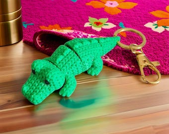 Flexible Articulated Crocodile Keychain – 3D Printed Fidget Toy – Original Customizable Gift