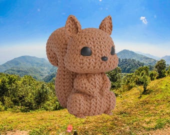 3D Knitted Squirrel Figurine • Handmade Sculpture • Forest Decor • 3 Sizes and 14 Colors