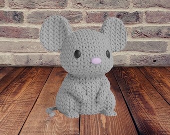 3D Knitted Mouse Figurine • Cute Handmade Sculpture • Original Decor • 3 Sizes and 14 Colors