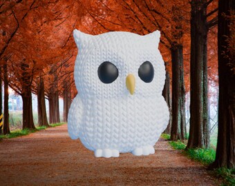 3D Knitted Owl Figurine • Handmade Sculpture • Cute Decor • 3 Sizes & 14 Colors