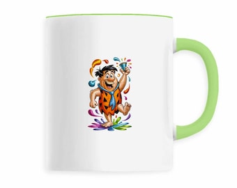Festive prehistoric character embroidery effect mug – 330 ml