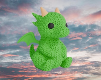 3D knitted dragon figurine • Handmade fantasy sculpture • Original gift • 3 sizes and 14 colors