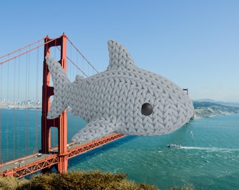 3D Knitted Shark Figurine • Handmade Marine Sculpture • Original Gift • 3 Sizes and 14 Colors