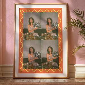 Póster de bola de discoteca retro, arte mural vintage moderno, impresión fotográfica con estilo, descarga digital, decoración del hogar con glamour y estilo, arte estético para chicas fiesteras.