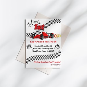 f1 Birthday Party Invitation & Drink Menu | Formula One Race Car Themed Kids Birthday | Editable Canva Template | Two Fast Invite