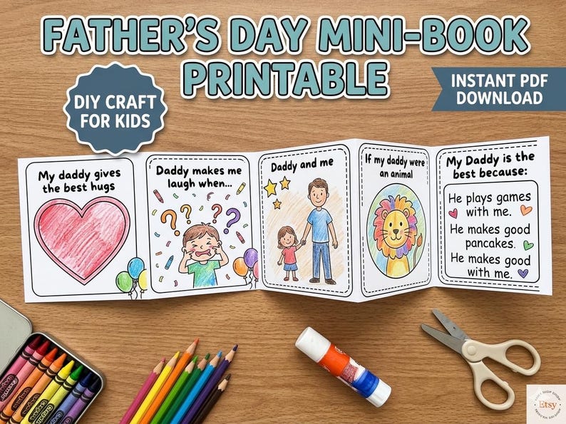 Father's Day Mini Book Printable, All About My Dad Activity for Kids ...