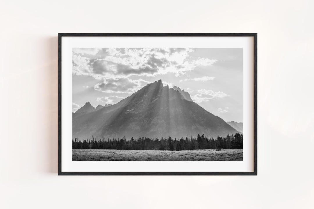Grand Teton Black and White Fine Art Photography: Wyoming Sun Rays - Etsy