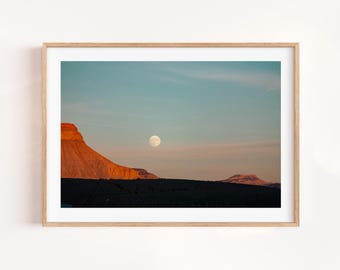 Moab Utah Moonrise: Fine Art Desert Landscape Photo Print – Framed/Unframed Western Wall Decor