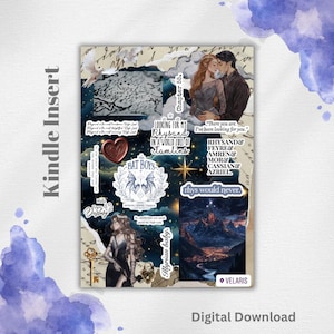 May include: Kindle insert featuring a collage of images and text. The design includes illustrations of characters, a heart, and the words "BAT BOYS", "Rhysand", and "Velaris". The words "Digital Download" are at the bottom.