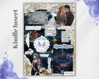 May include: Kindle insert featuring a collage of images and text. The design includes illustrations of characters, a heart, and the words "BAT BOYS", "Rhysand", and "Velaris". The words "Digital Download" are at the bottom.