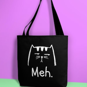 Funny Cat Canvas Tote Bag, Cat Lover Gift, Fun Shopping Tote, Daily Use Grocery Bag, Cool Beach Tote, Crazy Cat Lady Gift, Chic Gift For Mum