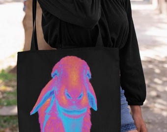 Bolsa de lona con oveja divertida, bolsa de compras colorida