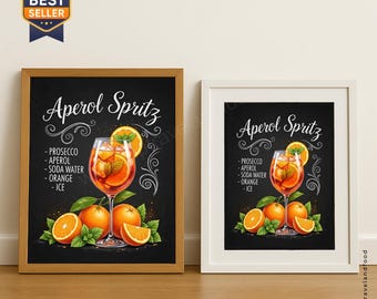 Aperol Spritz Framed Poster Shipping Worldwide - Home Decor Wall Art, Kitchen Bar Art, Cocktail Italian drink Gift - Available Diff sz