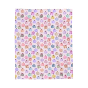 Light Pink Watercolor Pumpkin Blanket: Velveteen Plush Fall Decor
