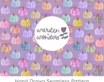 Watercolor Pumpkin Seamless Pattern: Pastel Fall Digital Paper (PNG, 4000x4000 px)