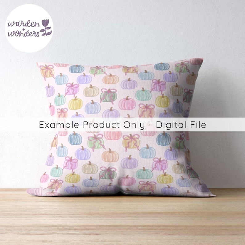 Watercolor Pumpkin Seamless Pattern Pastel Fall Digital Paper (PNG