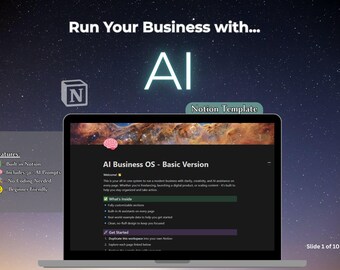 AI Business OS - Notion Vorlage für Ersteller, Unternehmer & Freiberufler | Beinhaltet die AI Prompt-Library