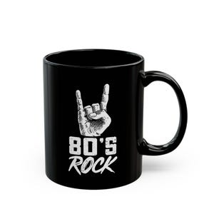 80&#39;s Rock Black Mug - Perfect for Music Lovers, Gifts for Him or Her, Coffee Mug, Retro Style, Unique Drinkware
