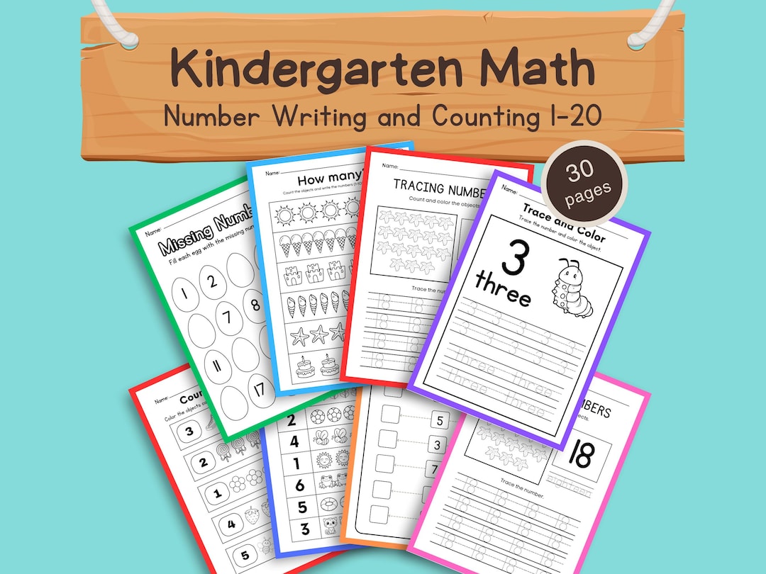 Printable Kindergarten Math Worksheets Number Counting Tracing Match ...