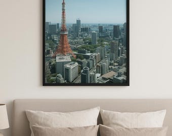 Tokyo Tower Skyline Print – Japan Wall Art, Tokyo Cityscape Photography, Digital Download
