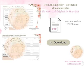 Your everyday helper: Weekly and monthly cleaning plan for easier household chores | Printable