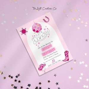 Pink Line Dancing Birthday Invitation Template | Line Dancing Birthday | Girls Pink Birthday Invite | Cowgirl Birthday Invitation