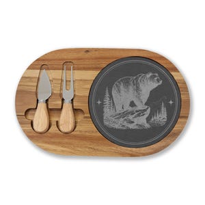 Bear Engraving Charcuterie Board | Cheese Serving Board