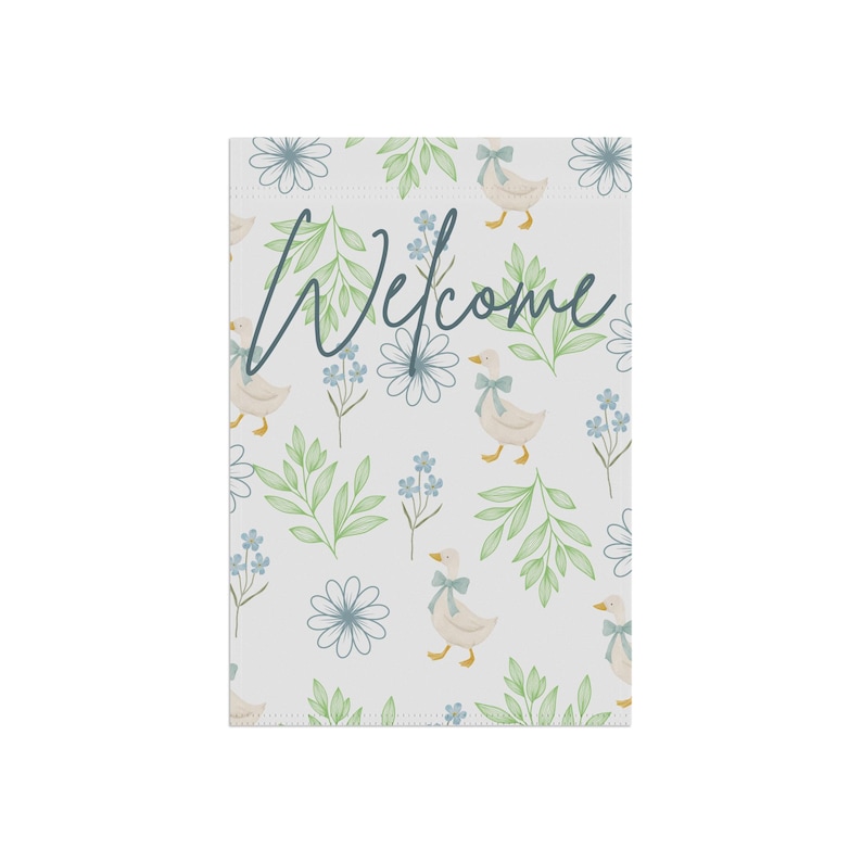 Cottagecore Goose Garden Flag – Floral Welcome Banner image 4