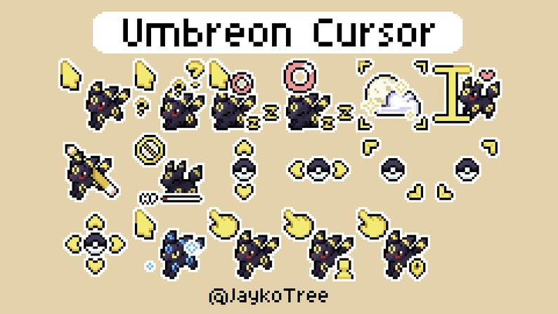 Umbreon Pokémon Cursor Pack | Animated Custom Cursors | Pixel Cursors ...