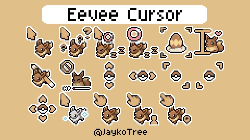 Eevee Pokémon Cursor Pack | Animated Custom Cursors | Pixel Cursors - Etsy