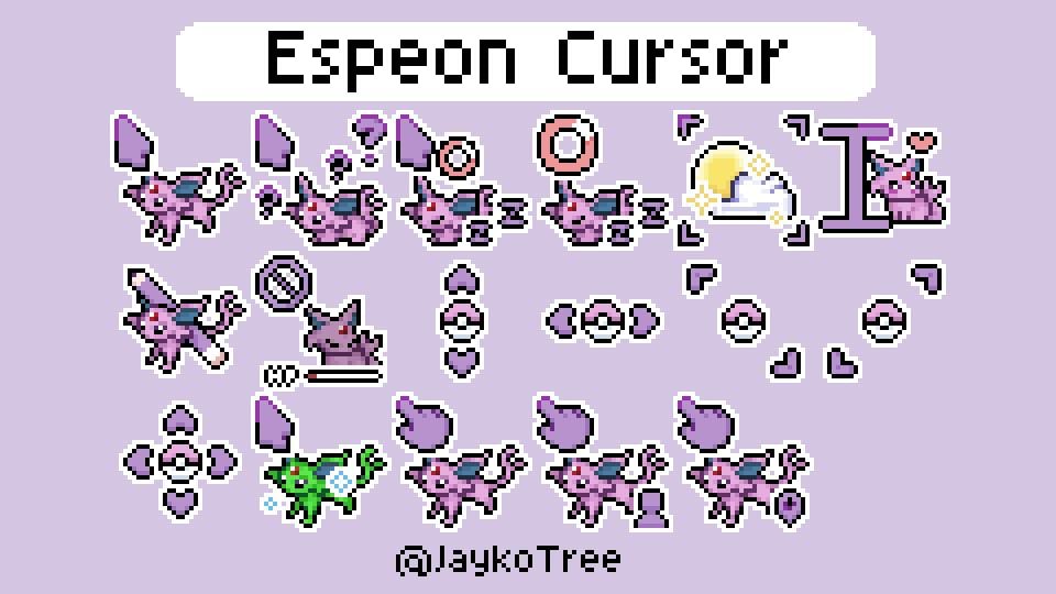 Espeon Pokémon Cursor Pack | Animated Custom Cursors | Pixel Cursors - Etsy