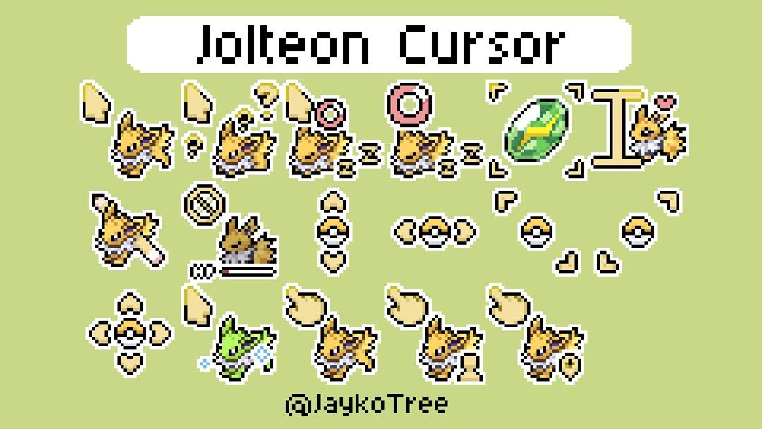 Jolteon Pokémon Cursor Pack | Animated Custom Cursors | Pixel Cursors ...