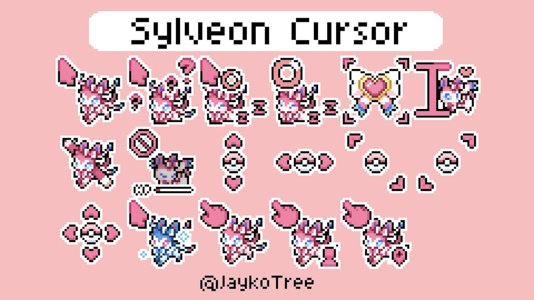 Sylveon Pokémon Cursor Pack | Animated Custom Cursors | Pixel Cursors ...