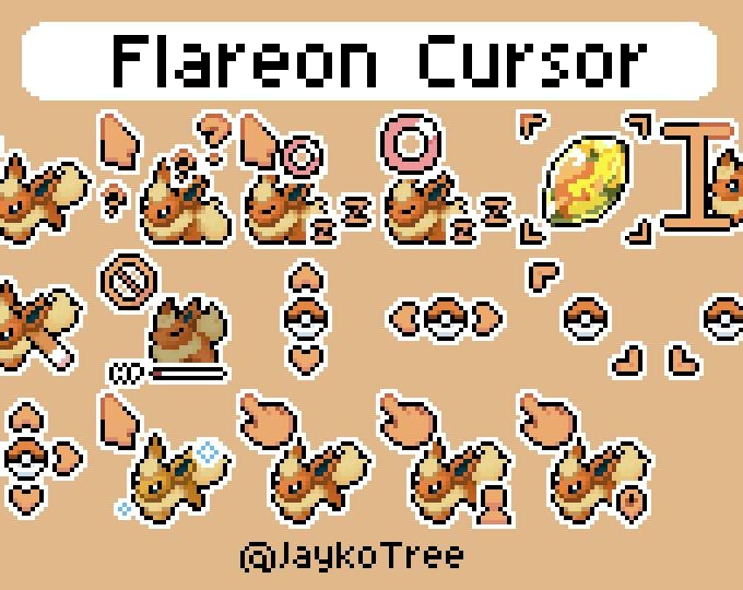 Flareon Pokémon Cursor Pack | Animated Custom Cursors | Pixel Cursors ...