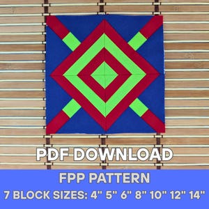 FPP Quilt Block – Foundation Paper Piecing Pattern – Diamond Lattice – Geometric Quilt Block – 7 Sizes – A4 & US Letter PDF