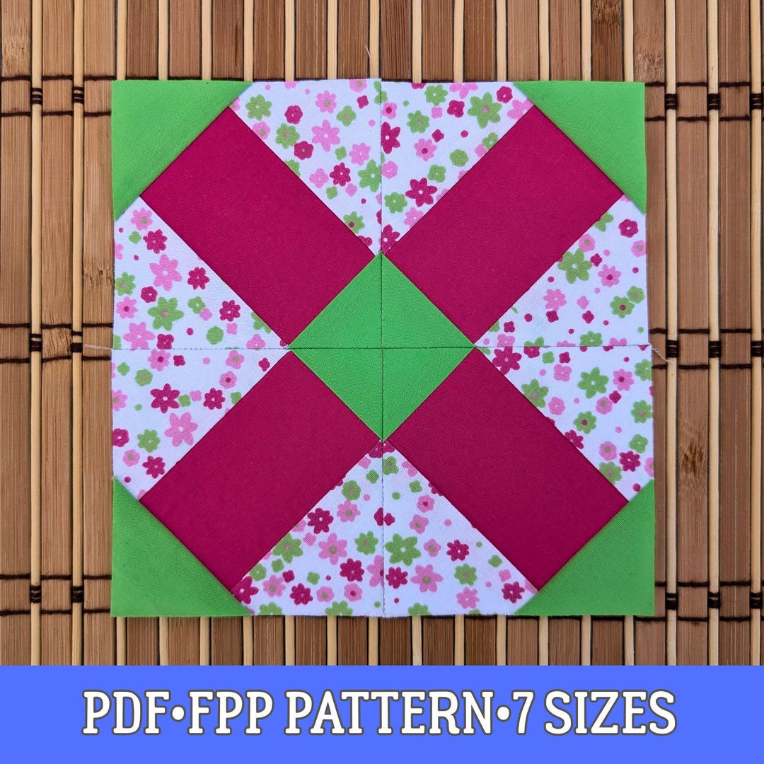 FPP Quilt Block Pattern: Ribbon Lattice (PDF) — 7 Sizes, A4/US Letter ...