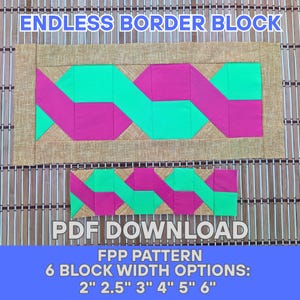 FPP Border Block – Foundation Paper Piecing Pattern – Woven Path – Seamless Quilt Border – 6 Sizes – A4 & US Letter PDF