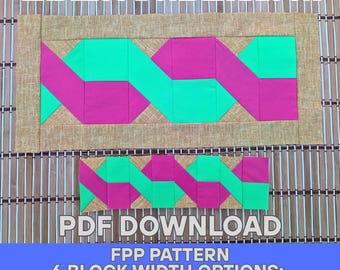 FPP Quilt Border Pattern – Woven Path, Seamless Design (PDF), 6 Sizes
