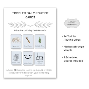Tarjetas de rutina para niños pequeños / Horario visual diario Montessori / Planificador preescolar para niños / Tabla de rutinas imprimible