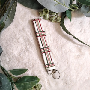 Green and White Striped Wristlet