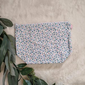 Blue and Pink Floral Toiletry Bag