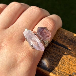 Amethyst Ring, Super Seven Ring, Rohedelstein Ring, Geburtstagsgeschenk, Boho Schmuck, Unikat Ring, verstellbarer Ring