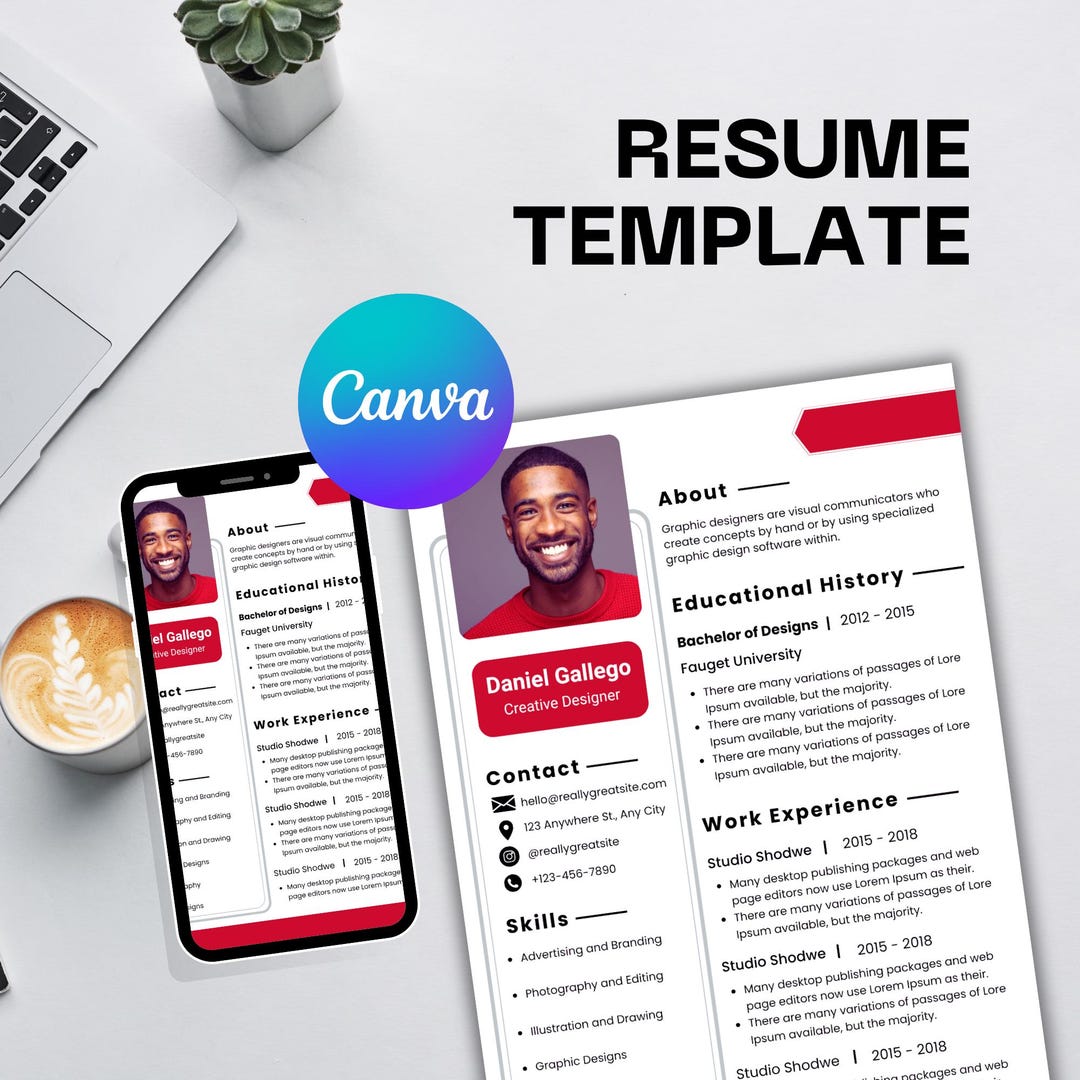 Graphic Designer Resume Template Canva | Editable Creative CV for