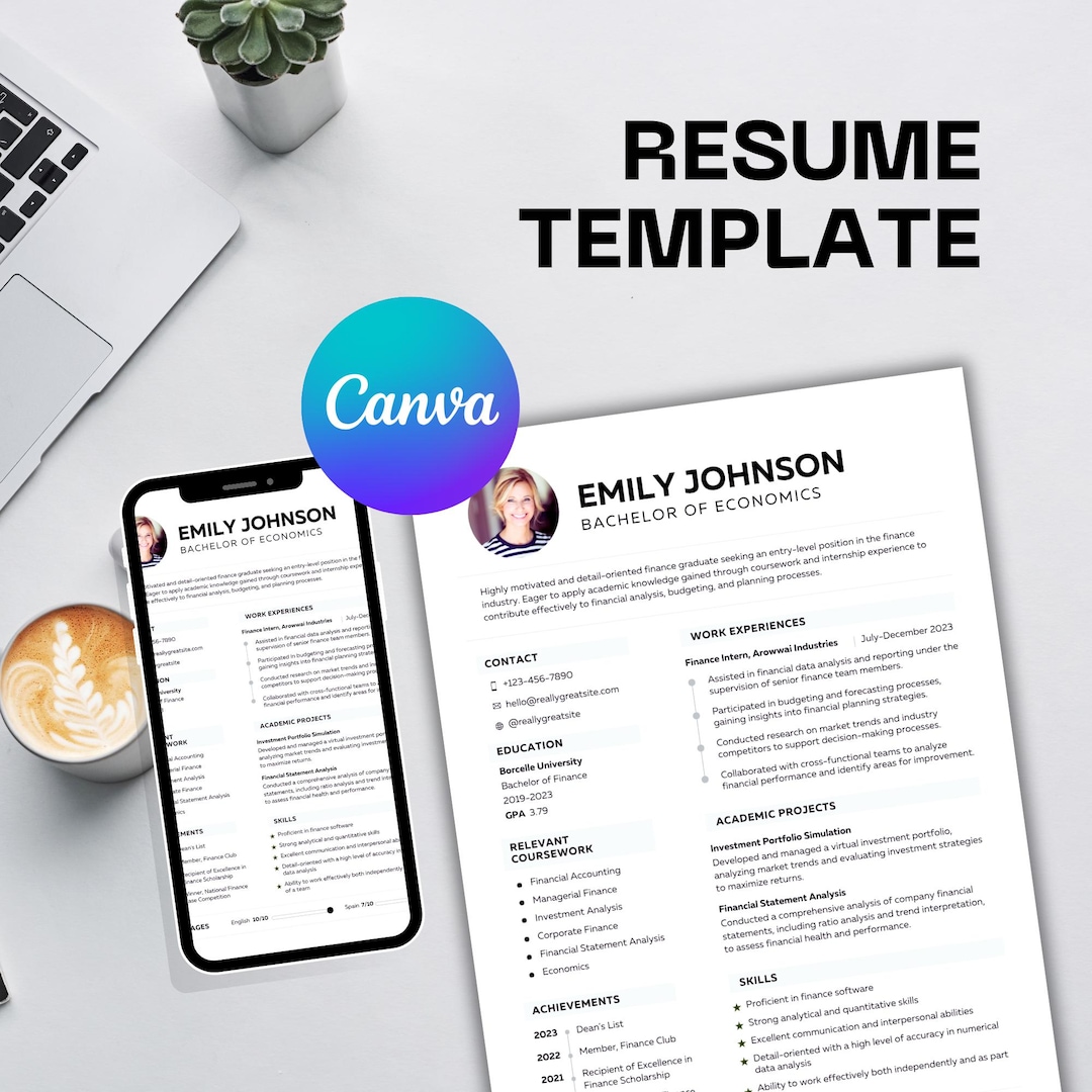 Bachelor Cv Example Bachelor of Economics Resume Template Canva | Professional Student ...
