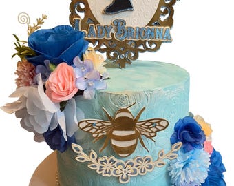 Elegant Regency Silhouette Cake Topper – Personalized Vintage Style Party Decoration